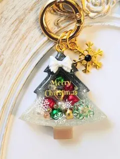 OUTLET 小さなクリスマスツリー♡⑤ キーホルダー ハンドメイド ブラック