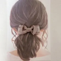 【バイカラーリボンバレッタ】ヘアアクセ　ハンドメイド　結婚式　セレモニー