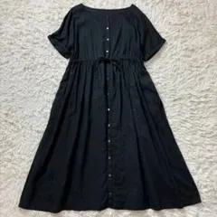 即完売品　美品　ネストローブ　2wayギャザーワンピース　リネン　ブラック