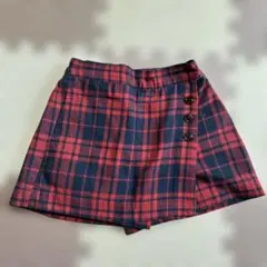 赤と黒のチェック柄キュロット120