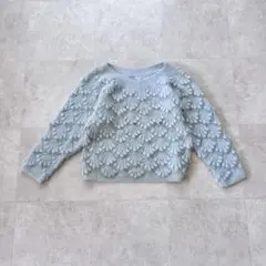 00s ショート丈 ポップコーン アンゴラ混 ふわふわニット フェミニン 水色