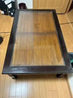 木製長方形座卓・彫刻入り - メルカリ