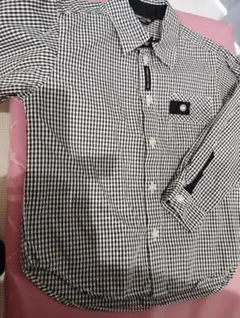 【格安】コムサイズム【激安】チェック柄長袖シャツ ブラック・ホワイト100cm