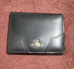 ヴィヴィアンウエストウッド　黒レザー 二つ折りカードケース(パスケース)