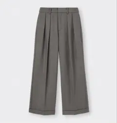 【美品】GU インタックワイドパンツ グレーLサイズ