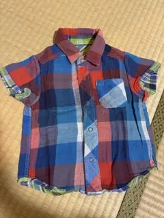 子供用 半袖チェックシャツ リバーシブル