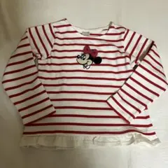 petit main ミニーマウス ボーダー ロンT 110cm