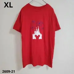キャットアンドジャック【XL】Tシャツ 半袖 ミッキー プリント 赤 城