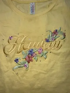 ハワイ刺繍 半袖Tシャツ イエローのサムネイル