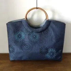 879 おでかけバック 大島紬 正絹 着物リメイク 大島紬