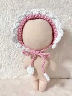 ぬいぐるみ用　ヘッドドレス　ボンネット　かぎ針編み　キラキラピンク