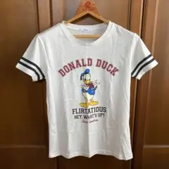 美品　Disney ディズニー　ドナルドダックデザイン　ホワイト半袖TシャツM