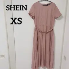 美品✨SHEIN 【XS】ピンク 半袖 プリーツワンピース 春夏 かわいい