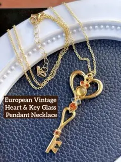 希少ヨーロッパ製　ガラス　キーモチーフヴィンテージ ネックレスB275