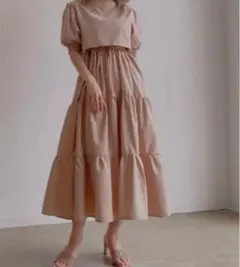 VANNIE U ハーフスリーブマルチWAYティアードワンピース