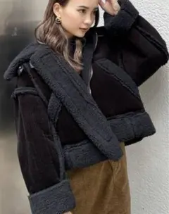 EMODA ショートフェイクムートンブルゾン　ブラック <即購入可>