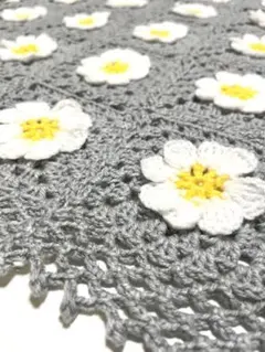 3Dフラワーモチーフブランケット19・ハンドメイド