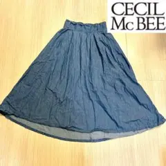 【美品】CECILMcBEE デニム　ミモレ丈スカート