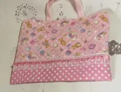 レッスンバッグ メルヘン柄 動物 小物 ピンク 入園バッグ ハンドメイド 女の子