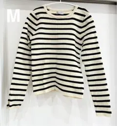 ✴︎美品✴︎ ダンボールニット　アイボリーとブラックのボーダー