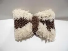 もこもこヘアゴム(ナチュラルホワイト&茶色)