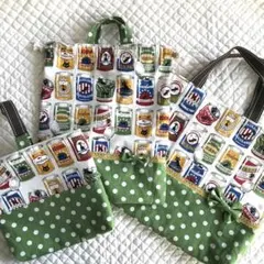 入園準備グッズ　黒猫3点セット 　缶　水玉　緑　ハンドメイド