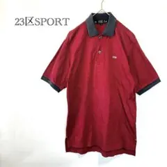 【23区SPORT】 半袖ポロシャツ M レッド ボーダー柄 ゴルフウェア 夏