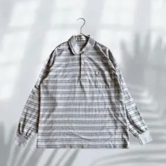 ウェザーコック 長袖ポロシャツ ボーダー 胸ポケット ゆったり E6844