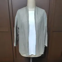 リネン ベージュ オープンフロントジャケットのサムネイル