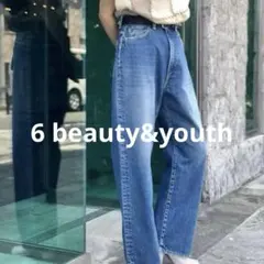 美品 6beauty&youth ハイウエスト タイムマシン ロールアップ