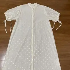 yuni ドット刺繍 半袖ロングシャツワンピース 日本製 定価23100円