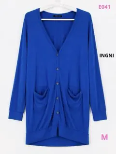 INGNI ロングカーディガン ブルー M 薄手 ストレッチのサムネイル