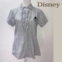 【美品 XL】Disney ミニー刺繍ストライプ柄フリルブラウスのサムネイル