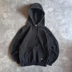 00s ラッセルアスレチック スウェットパーカー ブラック M 無地 古着 前V