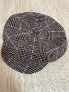 ブラウン系チェック柄キャスケット