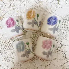 282 香蘭社　バラの花柄 湯呑　湯飲み 5個セット