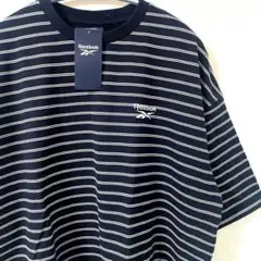 新品　リーボック　Reebok ボーダー Tシャツ M ブラック　刺繍