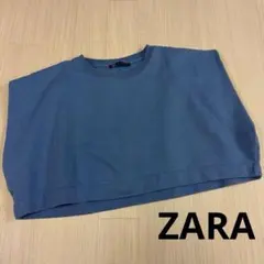 ZARA クロップド丈 スウェット ブルー　ノースリーブ