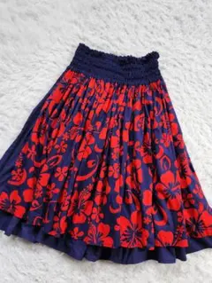 Ethnic Labels パウスカート 　2枚重ね　ハイビスカス
