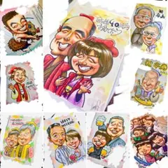 【プレゼントに人気】優しいタッチの手描き似顔絵★修正OK★還暦★お祝い プレゼントに大人気】優しいタッチの手描き似顔絵☆修正OK☆誕生日