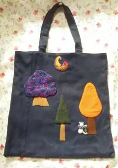 ネコと夜の森バッグ★お月様★絵本