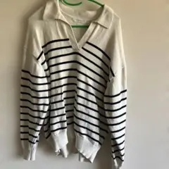 AMERICAN HOLIC ストライプ ポロネックセーター M