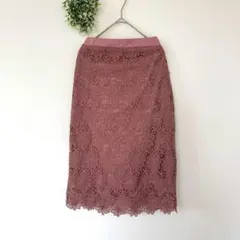 トッコクローゼット［M］美品◎上品ナチュラル◎カットワークフラワー刺繍スカートのサムネイル