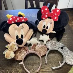 ミニーマウス耳付きカチューシャ5点セット