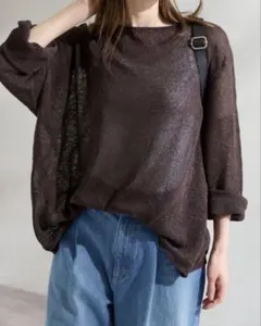 ★即納★FRAMeWORK ウォッシャブルニュアンスワイドプルオーバー　ブラウン ☆即納☆ウォッシャブルニュアンスワイドプルオーバー ブラウン