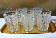 昭和レトロクリスタルカットガラスコップ5個セット