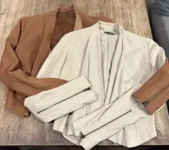 【入学式】『美品』山羊　ゴート100% ジャケット　Ｓサイズ　白茶セット