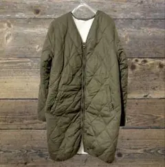 お値下げしました。PAS DE DEUX 裏ボア付キルティングコート　カーキ