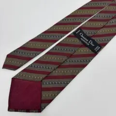 Christian Dior ネクタイ ストライプ ボルドー SILK 100%