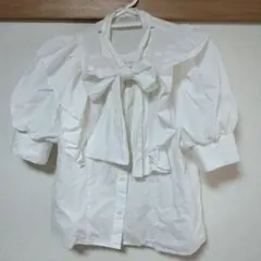 NICE CLAUP フリルリボン半袖シャツのサムネイル
